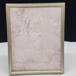 Vintage Gold Tone Metal Picture Frame Ribbed Design Ball Feet 8x10